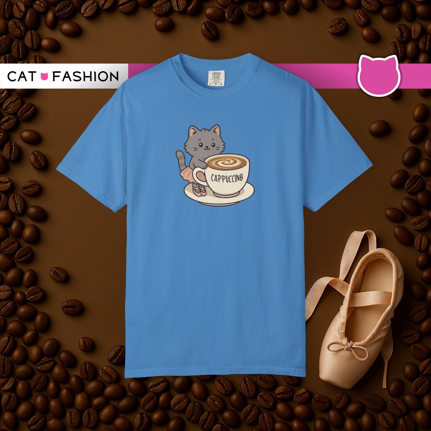 T-Shirt: Ballerina Meow Cappuccino – Cute Cat Ballet Coffee Lover Graphic Tee – Whimsical Unisex Shirt for Cozy Vibes & Caffeine Fans
