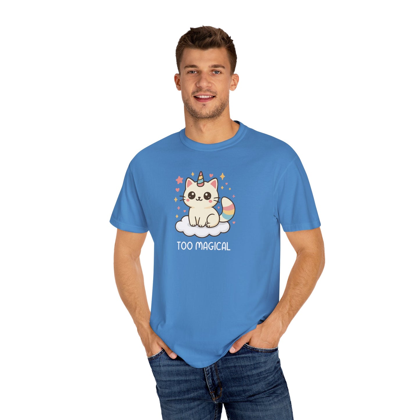 T-Shirt: Too Magical - Cute Unicorn Cat Kawaii Tee for Girls, Teens & Cat Lovers - Pastel Aesthetic Unisex Graphic Shirt