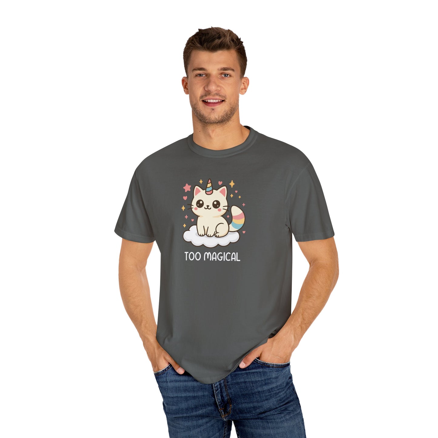 T-Shirt: Too Magical - Cute Unicorn Cat Kawaii Tee for Girls, Teens & Cat Lovers - Pastel Aesthetic Unisex Graphic Shirt
