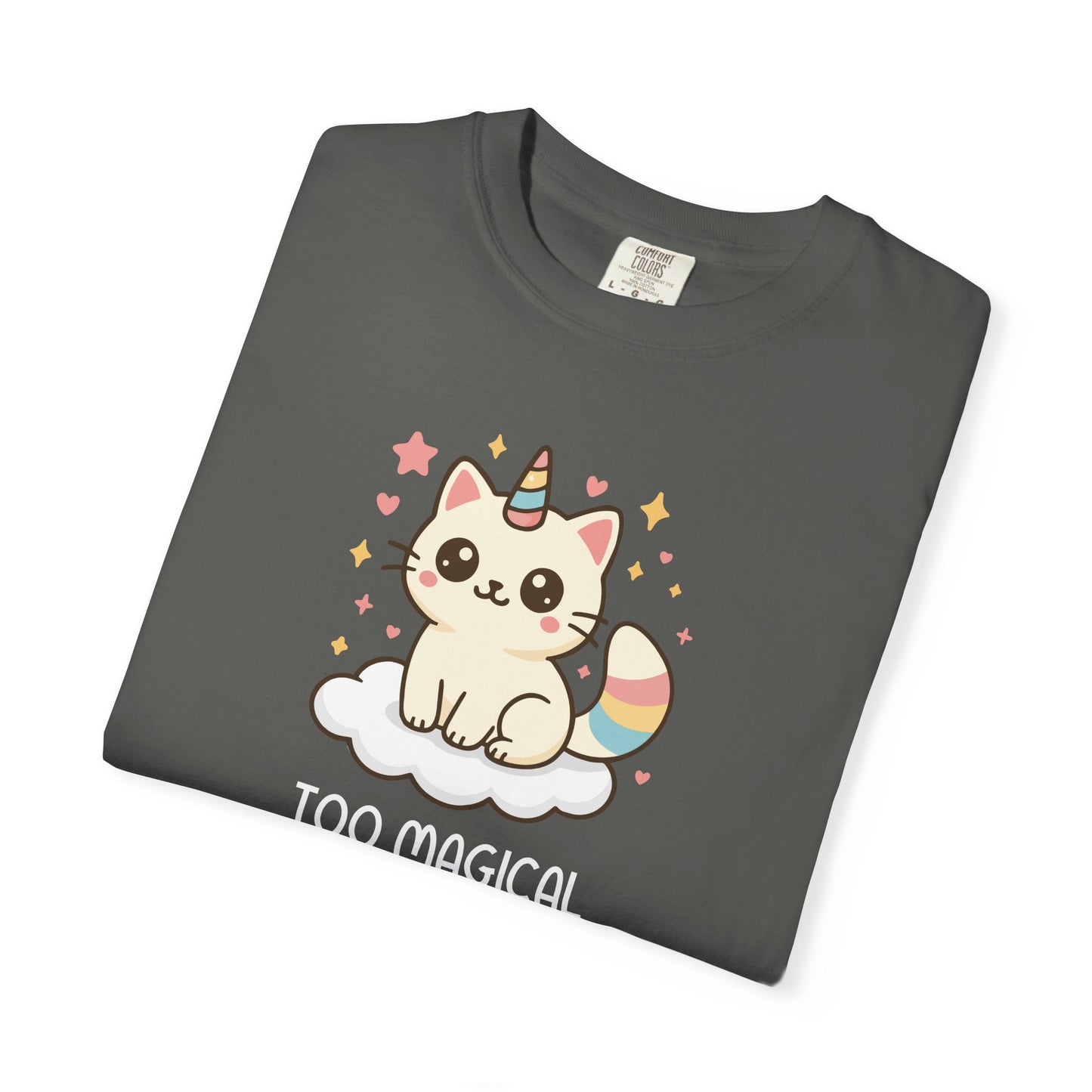 T-Shirt: Too Magical - Cute Unicorn Cat Kawaii Tee for Girls, Teens & Cat Lovers - Pastel Aesthetic Unisex Graphic Shirt