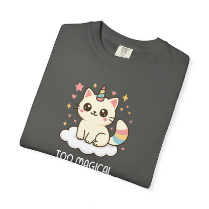 T-Shirt: Too Magical - Cute Unicorn Cat Kawaii Tee for Girls, Teens & Cat Lovers - Pastel Aesthetic Unisex Graphic Shirt