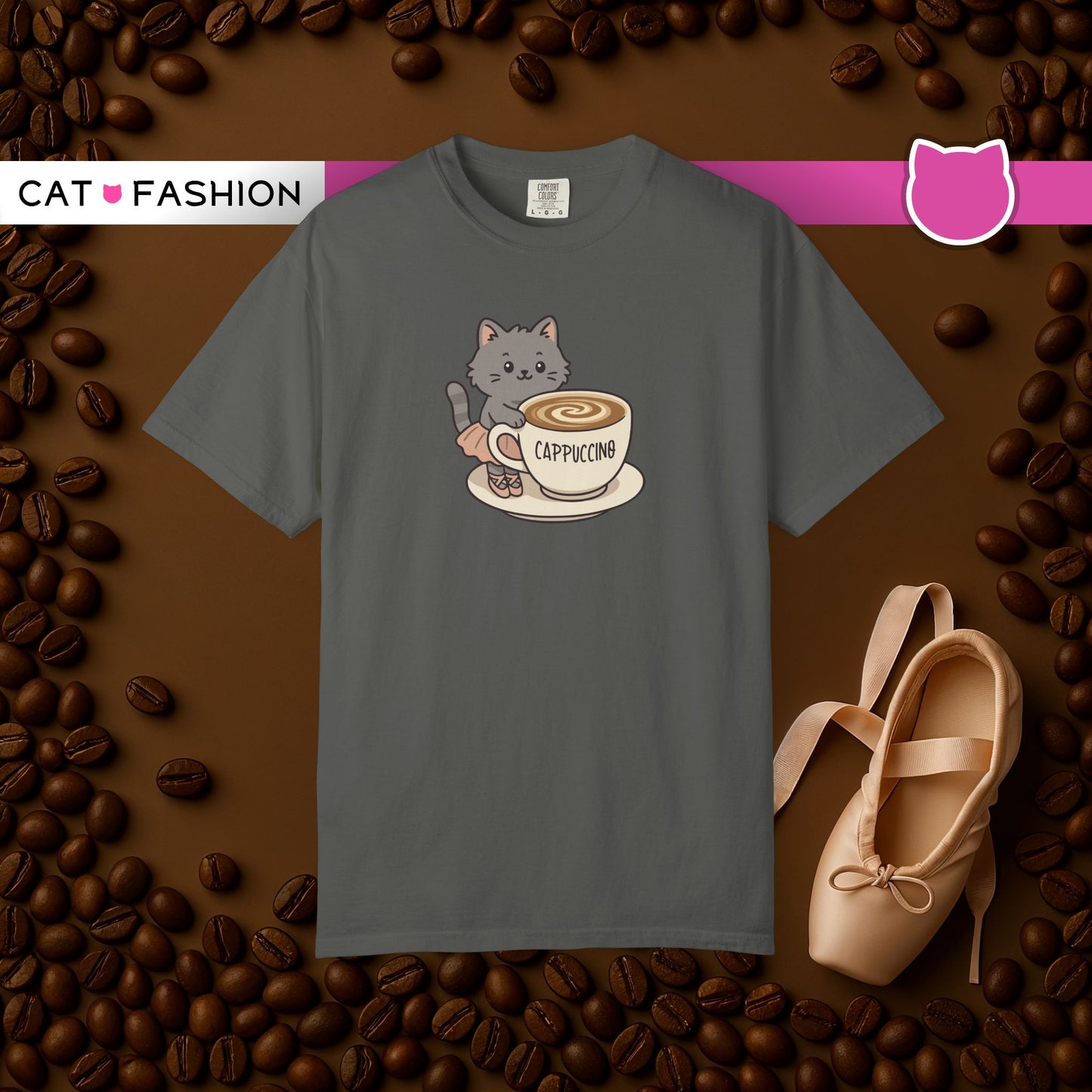 T-Shirt: Ballerina Meow Cappuccino – Cute Cat Ballet Coffee Lover Graphic Tee – Whimsical Unisex Shirt for Cozy Vibes & Caffeine Fans