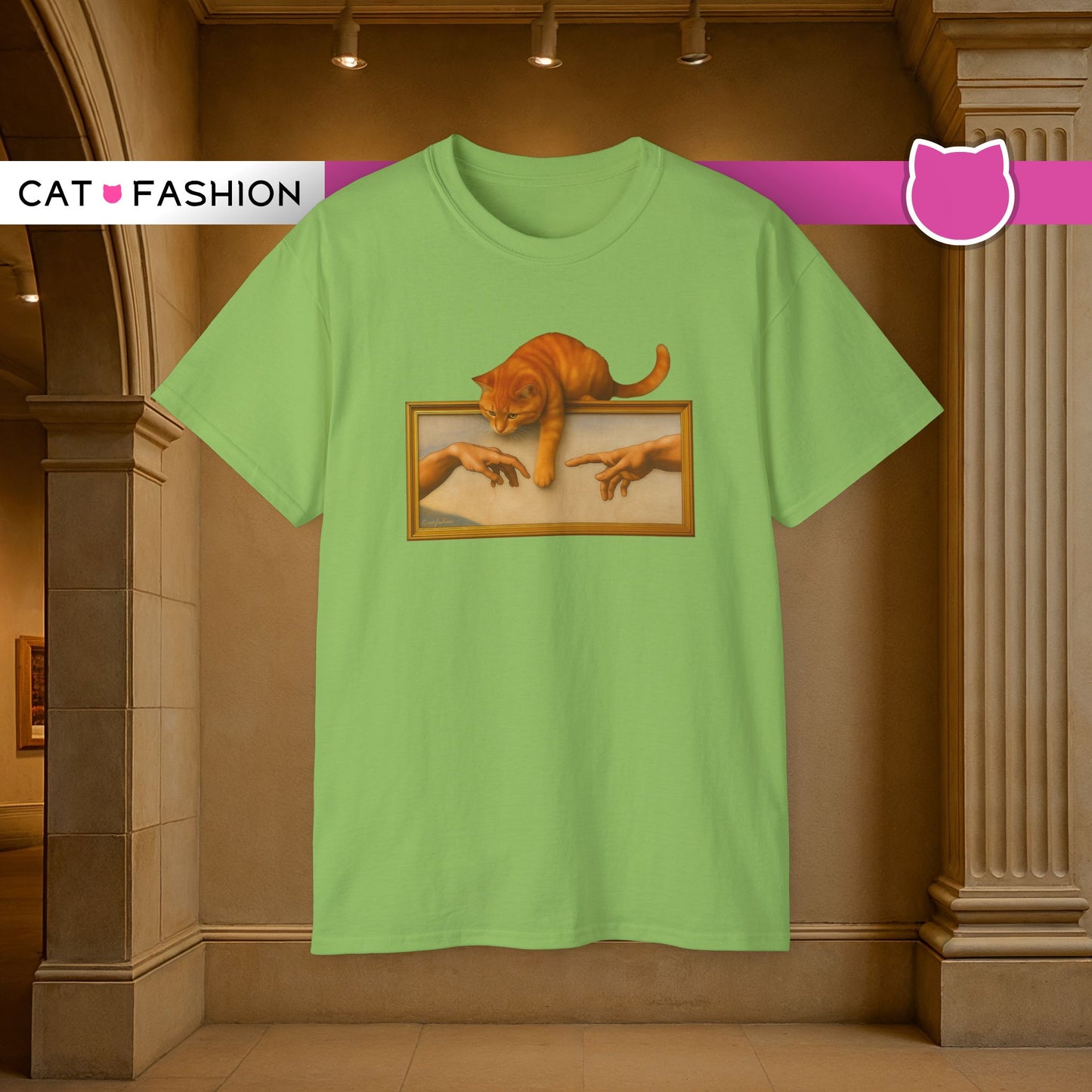 T-Shirt: Creation Interrupted – Funny Cat Parody of Michelangelo’s Art – Playful Graphic Tee for Cat Lovers & Humor Fans