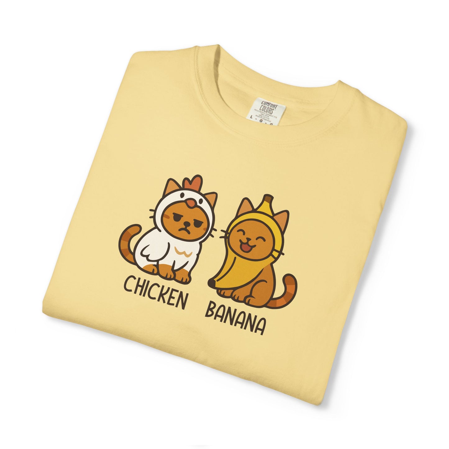 T-Shirt: Chicken Banana - Funny Viral Meme Cat Costume Tee - Cute Unisex Shirt for Cat Lovers, Trend Fans and Kawaii Humor