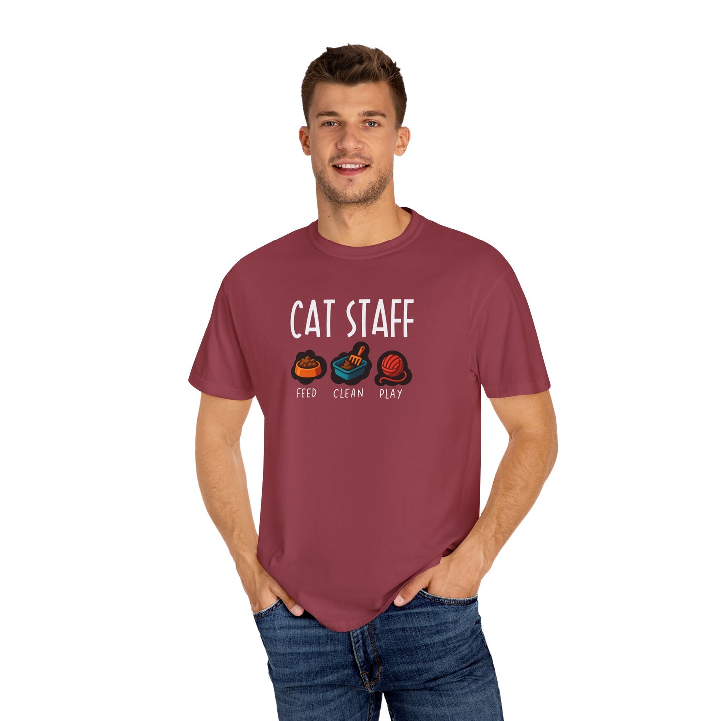 T-Shirt: Cat Staff Duties – Funny Pet Parent Graphic Tee – Cute Unisex Shirt Who Serve Their Furry Boss