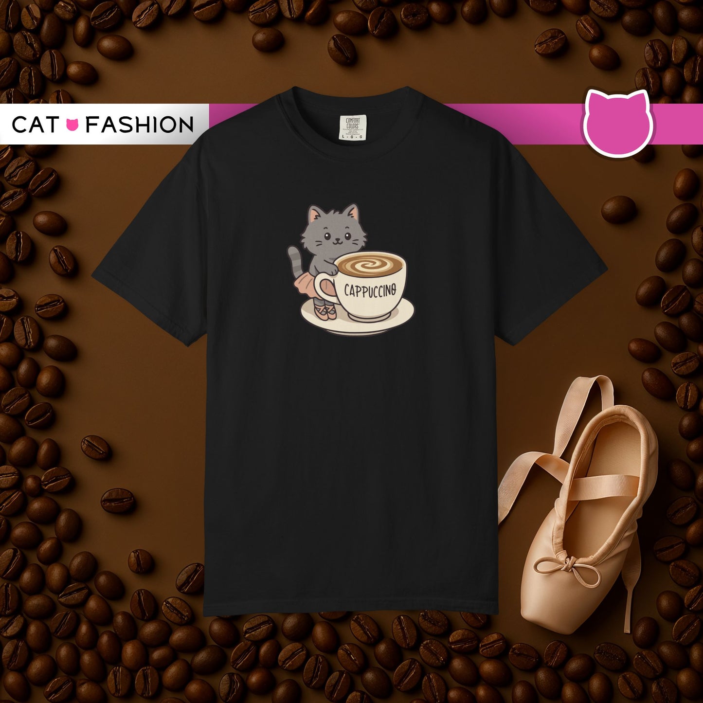 T-Shirt: Ballerina Meow Cappuccino – Cute Cat Ballet Coffee Lover Graphic Tee – Whimsical Unisex Shirt for Cozy Vibes & Caffeine Fans