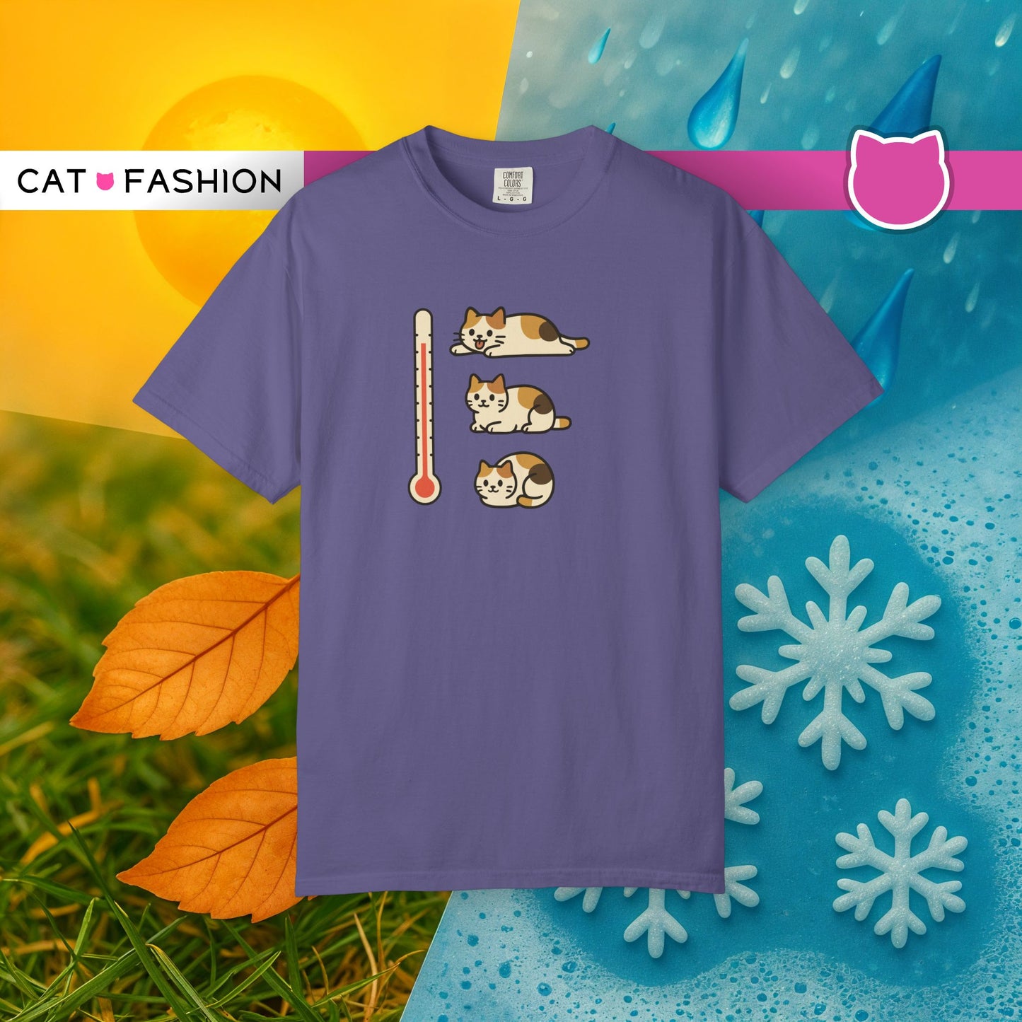 T-Shirt: ThermoMeow – Funny Cat Temperature Chart Graphic Tee – Cute Unisex Shirt for Cat Lovers & Weather Moods