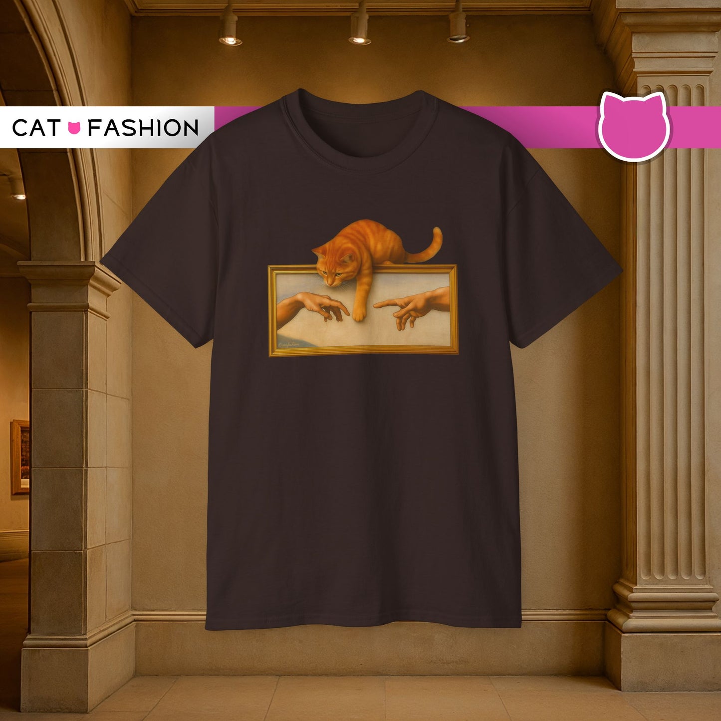 T-Shirt: Creation Interrupted – Funny Cat Parody of Michelangelo’s Art – Playful Graphic Tee for Cat Lovers & Humor Fans