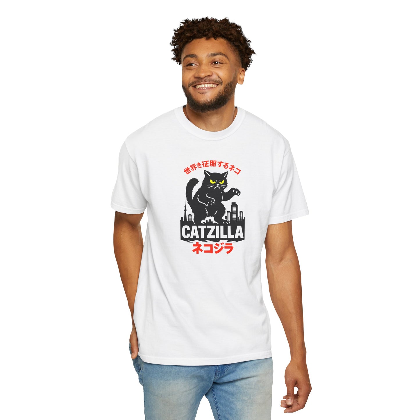 T-Shirt: Catzilla – Funny Japanese Monster Cat Meme Graphic Tee – Godzilla Parody Unisex Shirt for Cat Lovers & Otaku Vibes