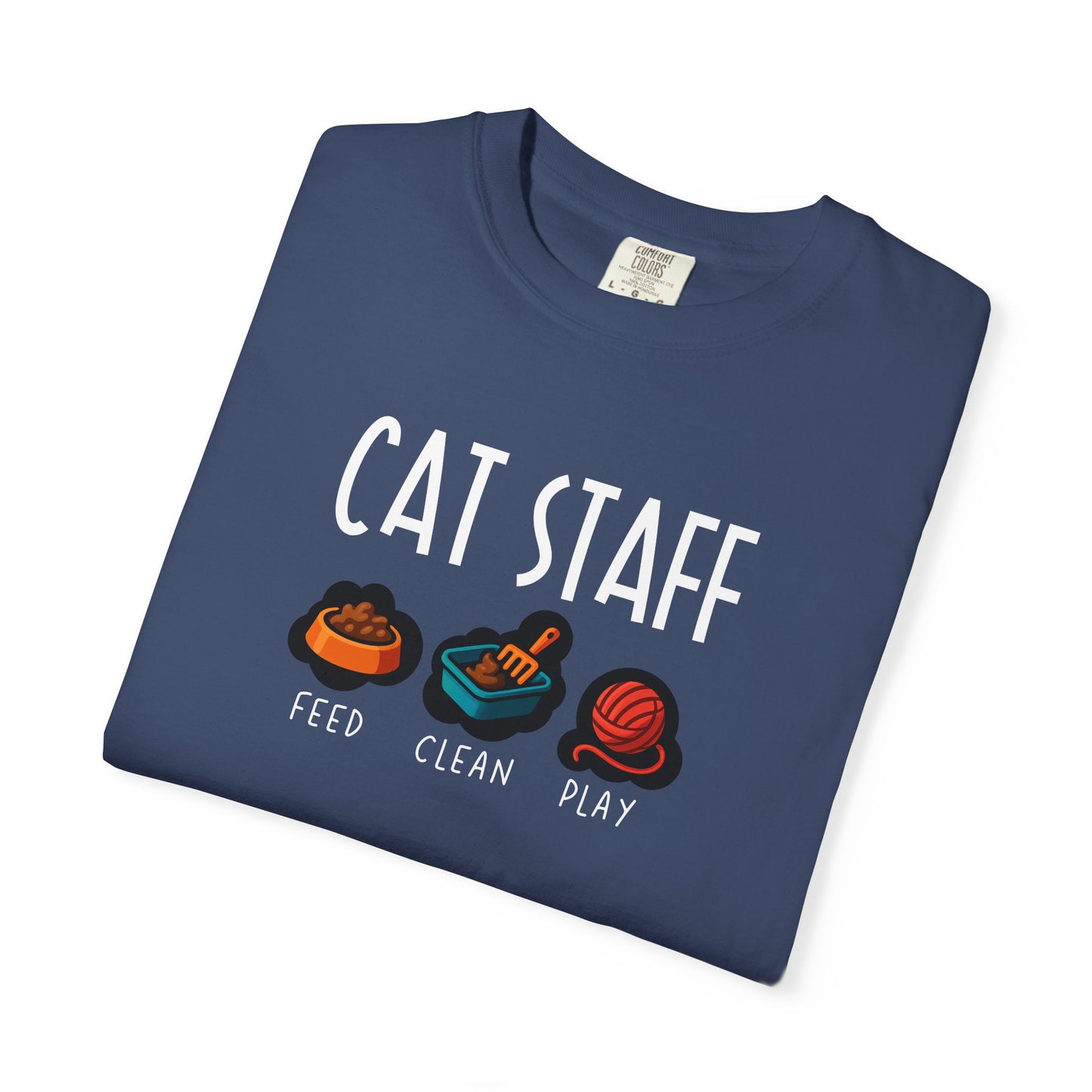 T-Shirt: Cat Staff Duties – Funny Pet Parent Graphic Tee – Cute Unisex Shirt Who Serve Their Furry Boss