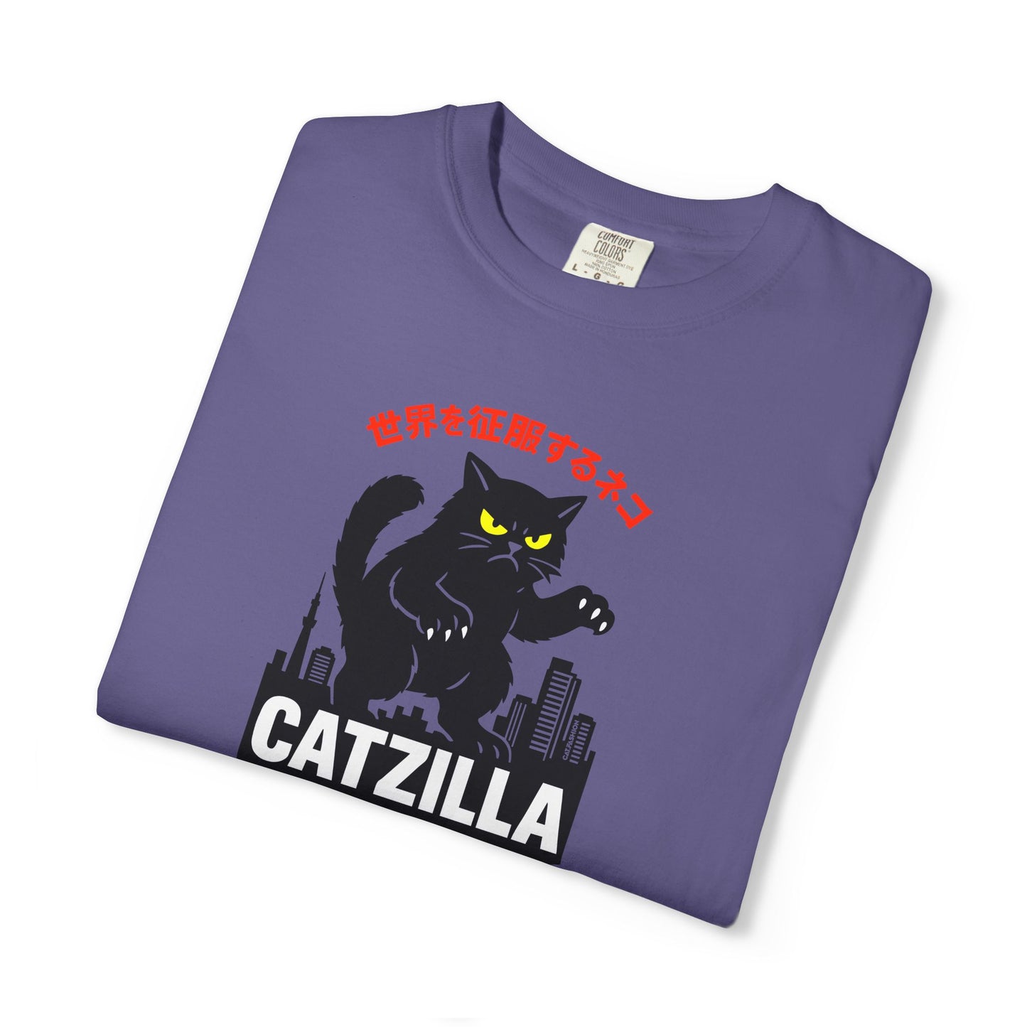 T-Shirt: Catzilla – Funny Japanese Monster Cat Meme Graphic Tee – Godzilla Parody Unisex Shirt for Cat Lovers & Otaku Vibes