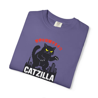 T-Shirt: Catzilla – Funny Japanese Monster Cat Meme Graphic Tee – Godzilla Parody Unisex Shirt for Cat Lovers & Otaku Vibes