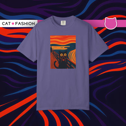 T-Shirt: The Screamed Cat - Funny Munch Scream Parody Tee - Bold Unisex Graphic Shirt for Art Fans and Cat Lovers