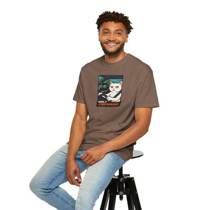 T-Shirt: Only Forward – Funny Cats Driving Graphic Tee – Cool Meme Shirt for Road Trip Fans