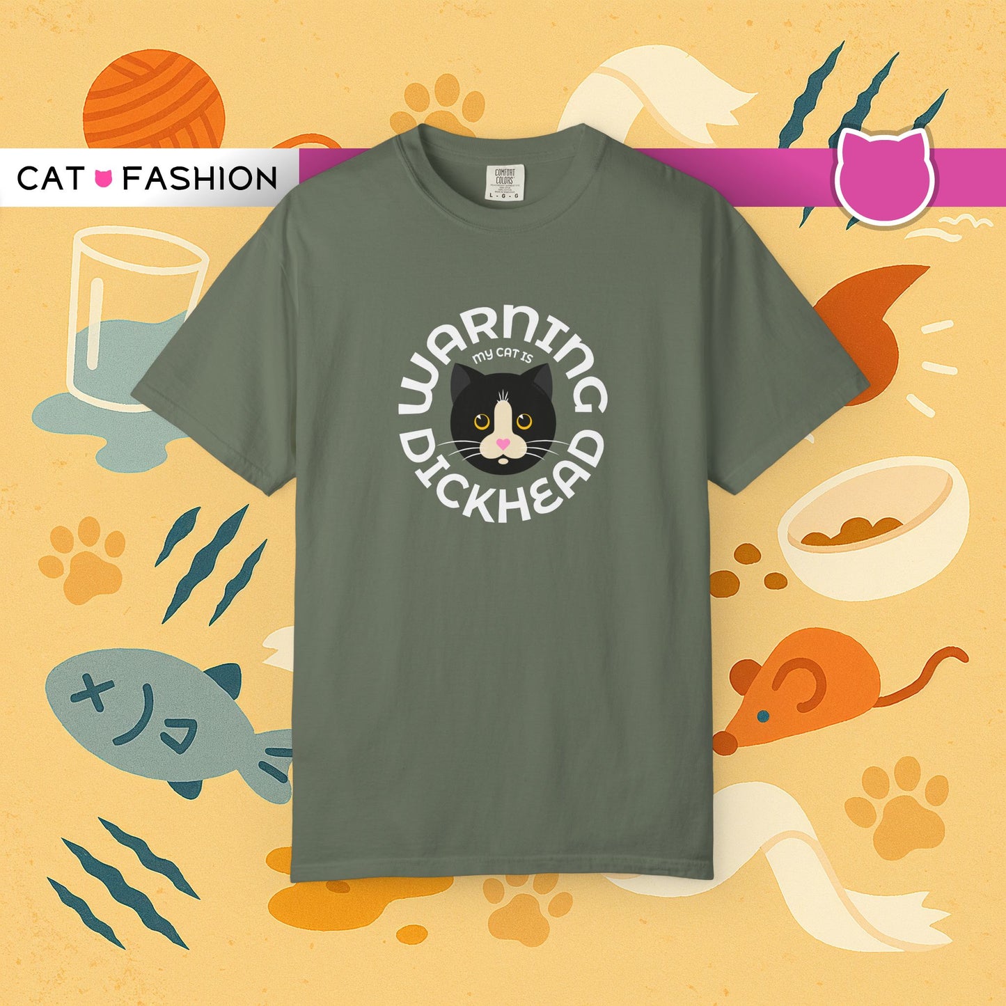 T-Shirt: My Cat Is a Dickhead – Add a Photo of Your Cat to Have it Printed on a Shirt.