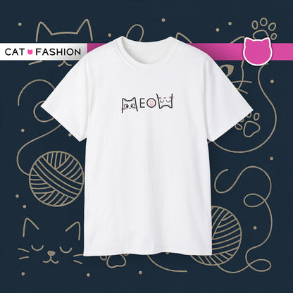 T-Shirt: Simple MEOW – Minimalist Cat Lettering Graphic Tee – Cute Unisex Shirt for Everyday Casual Style