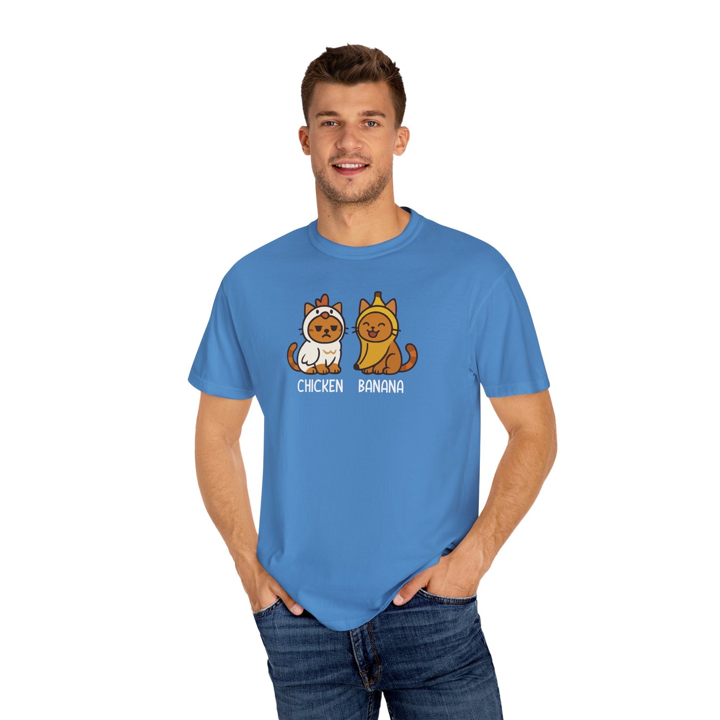 T-Shirt: Chicken Banana - Funny Viral Meme Cat Costume Tee - Cute Unisex Shirt for Cat Lovers, Trend Fans and Kawaii Humor