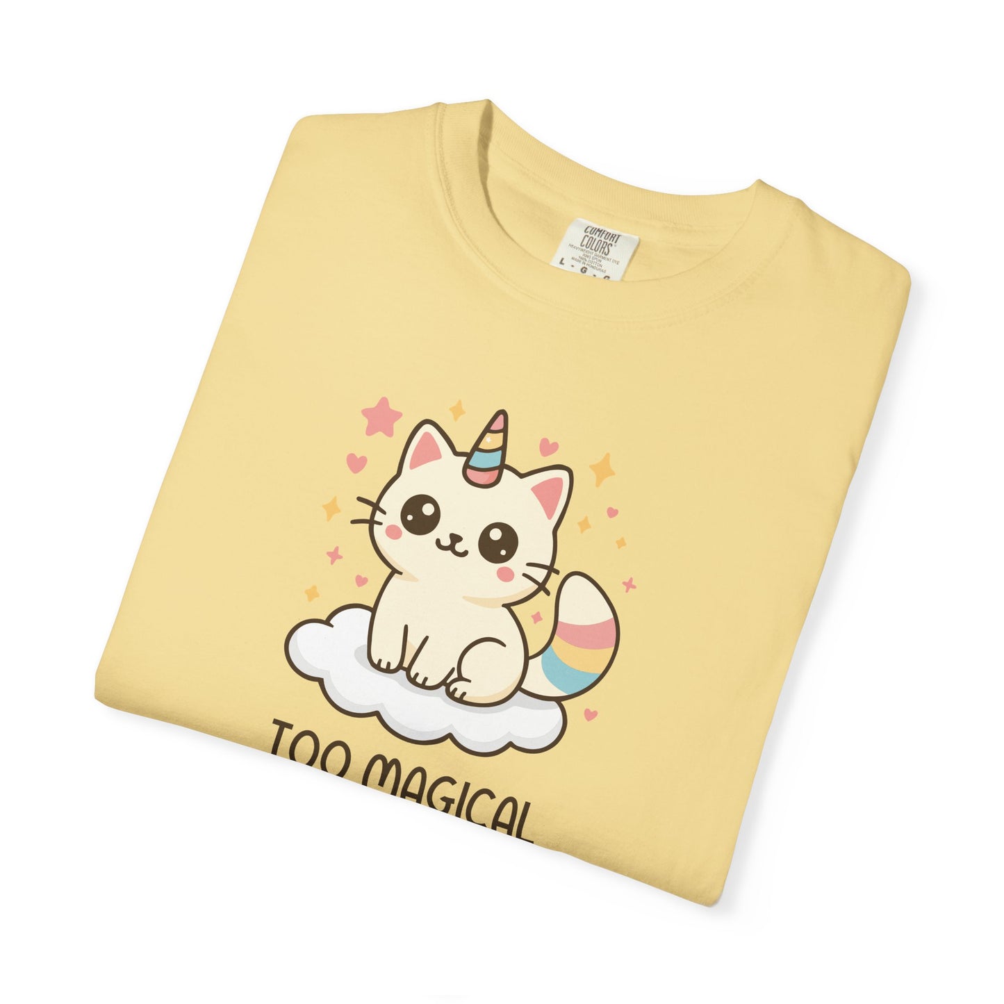 T-Shirt: Too Magical - Cute Unicorn Cat Kawaii Tee for Girls, Teens & Cat Lovers - Pastel Aesthetic Unisex Graphic Shirt