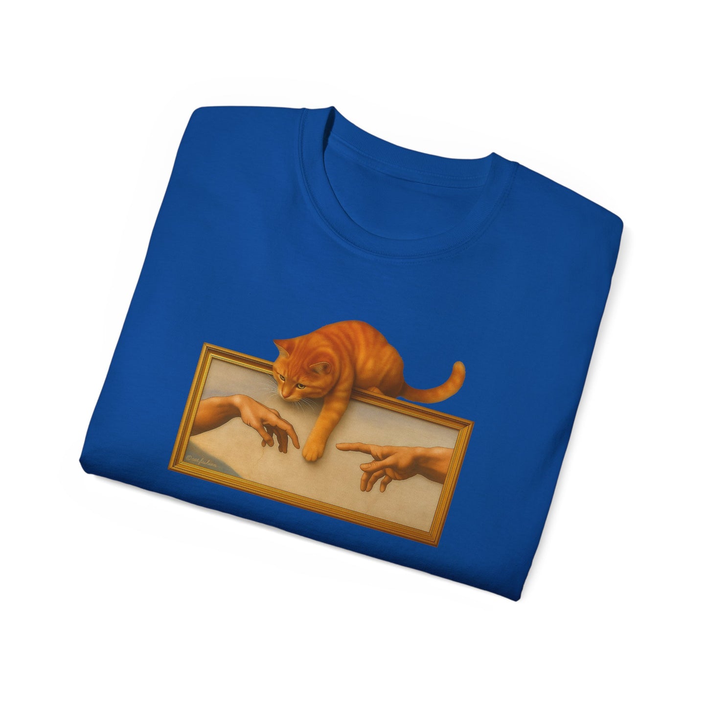 T-Shirt: Creation Interrupted – Funny Cat Parody of Michelangelo’s Art – Playful Graphic Tee for Cat Lovers & Humor Fans