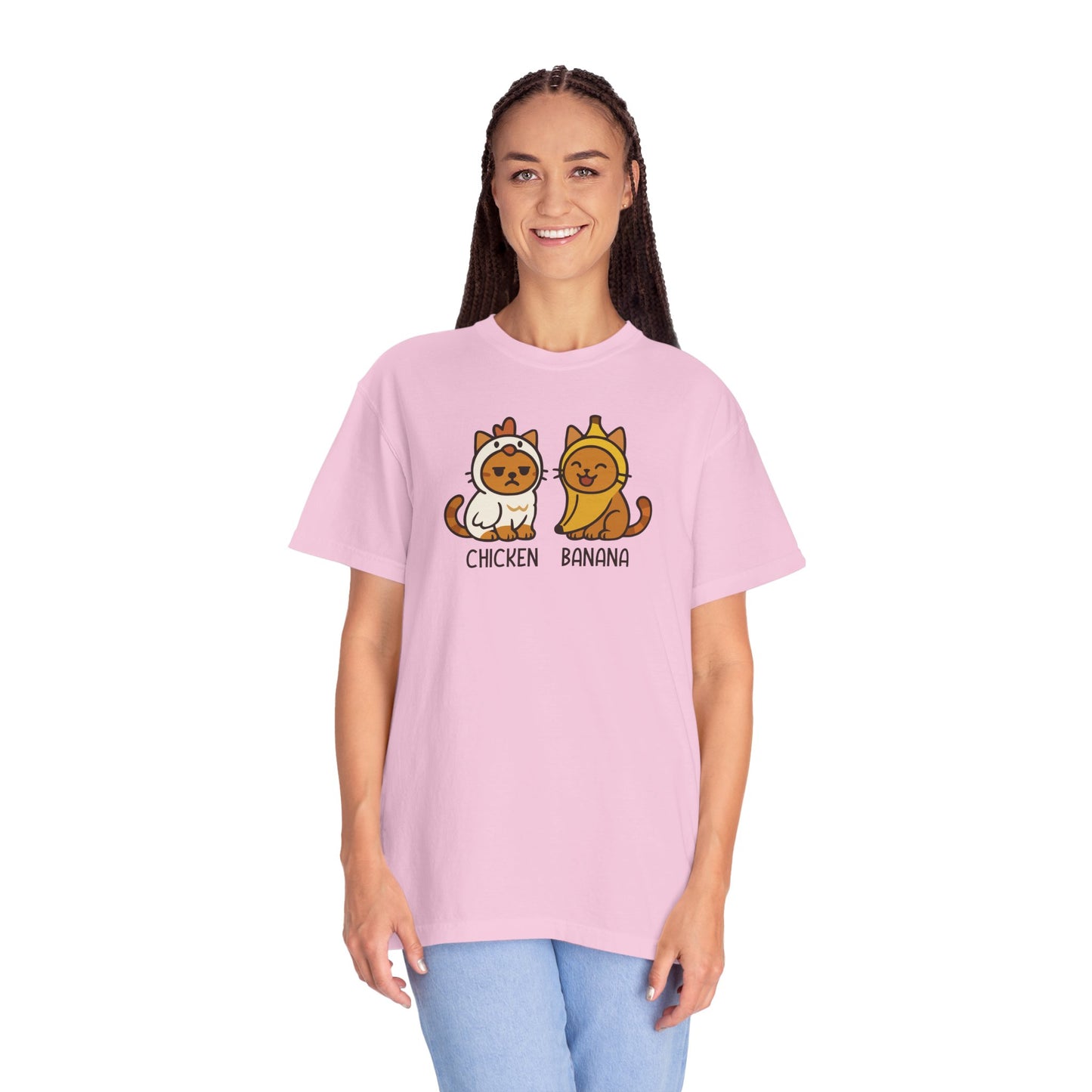 T-Shirt: Chicken Banana - Funny Viral Meme Cat Costume Tee - Cute Unisex Shirt for Cat Lovers, Trend Fans and Kawaii Humor