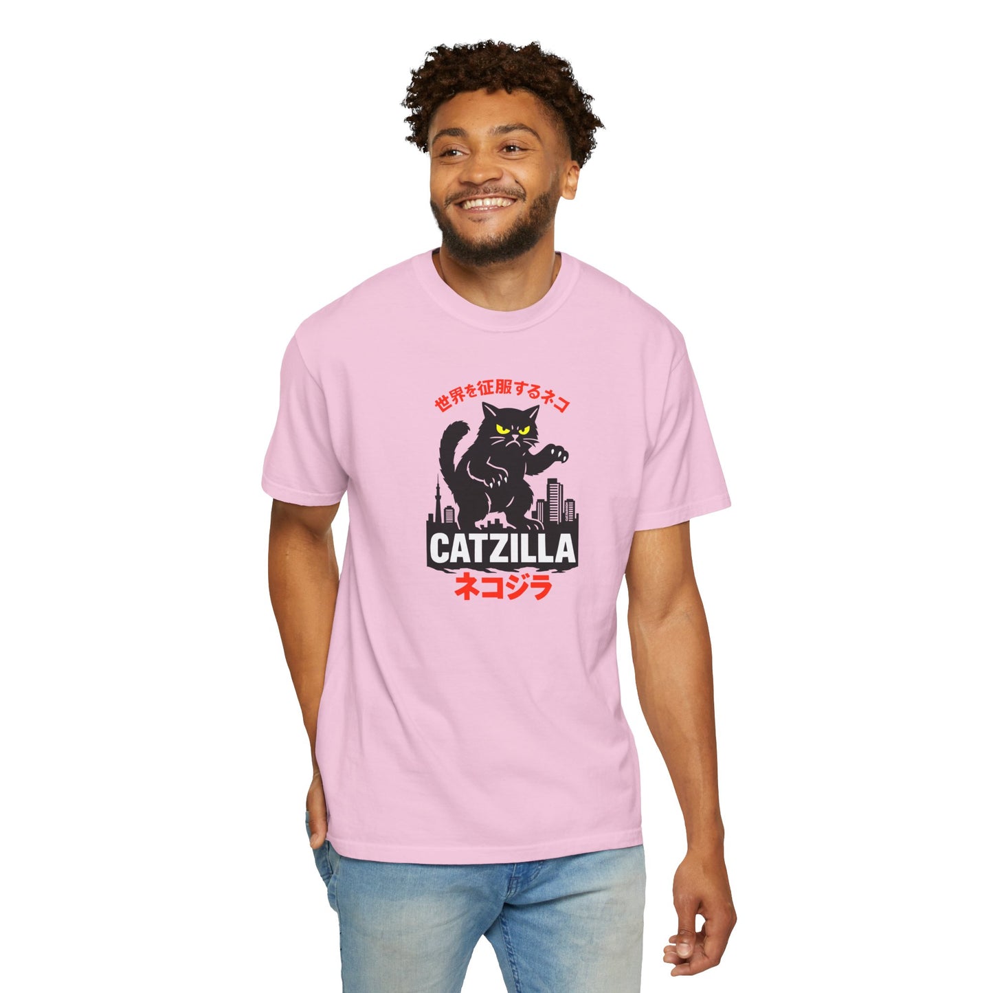 T-Shirt: Catzilla – Funny Japanese Monster Cat Meme Graphic Tee – Godzilla Parody Unisex Shirt for Cat Lovers & Otaku Vibes