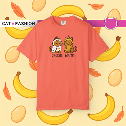 T-Shirt: Chicken Banana - Funny Viral Meme Cat Costume Tee - Cute Unisex Shirt for Cat Lovers, Trend Fans and Kawaii Humor