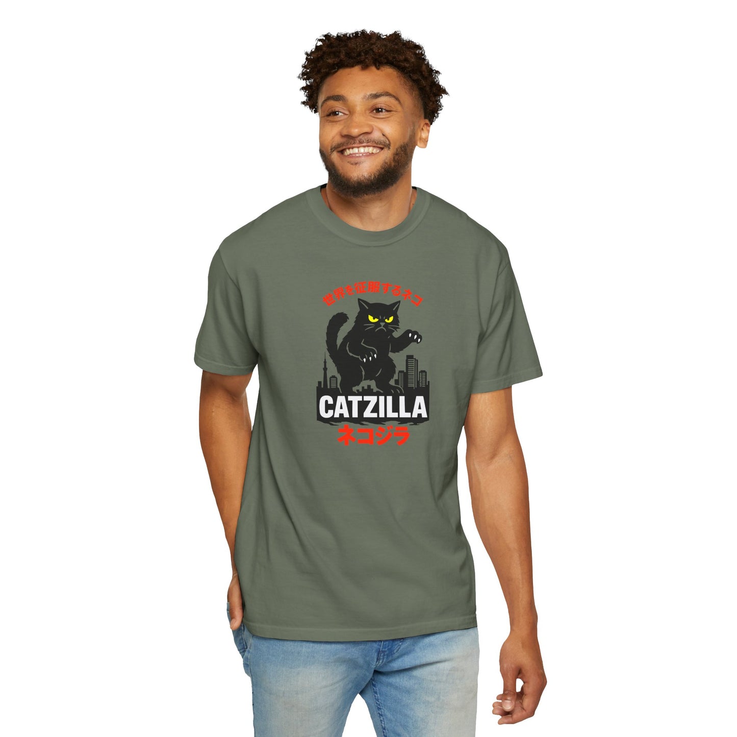 T-Shirt: Catzilla – Funny Japanese Monster Cat Meme Graphic Tee – Godzilla Parody Unisex Shirt for Cat Lovers & Otaku Vibes