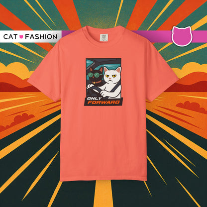 T-Shirt: Only Forward – Funny Cats Driving Graphic Tee – Cool Meme Shirt for Road Trip Fans