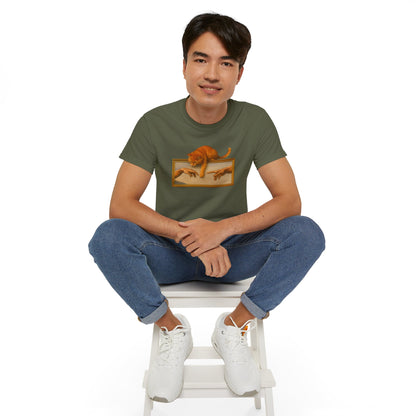 T-Shirt: Creation Interrupted – Funny Cat Parody of Michelangelo’s Art – Playful Graphic Tee for Cat Lovers & Humor Fans