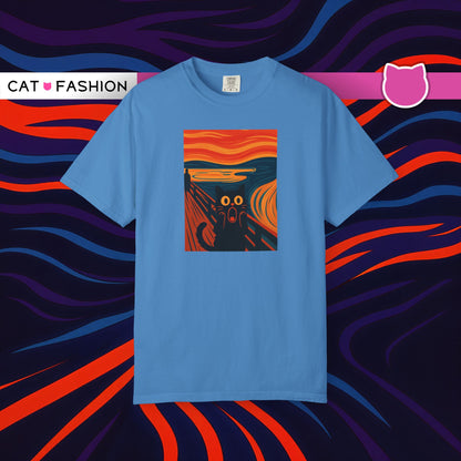 T-Shirt: The Screamed Cat - Funny Munch Scream Parody Tee - Bold Unisex Graphic Shirt for Art Fans and Cat Lovers