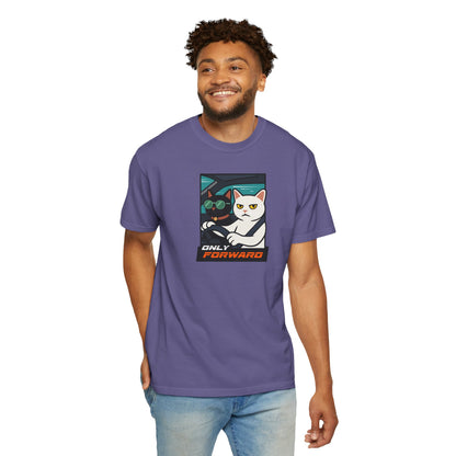 T-Shirt: Only Forward – Funny Cats Driving Graphic Tee – Cool Meme Shirt for Road Trip Fans
