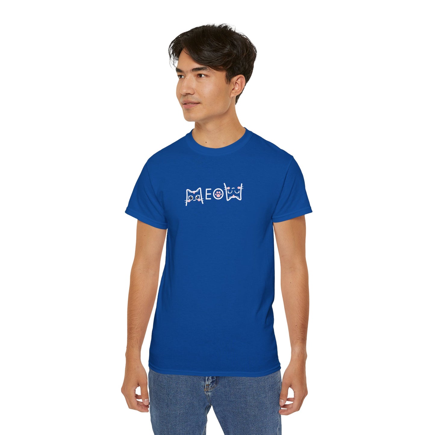 T-Shirt: Simple MEOW – Minimalist Cat Lettering Graphic Tee – Cute Unisex Shirt for Everyday Casual Style