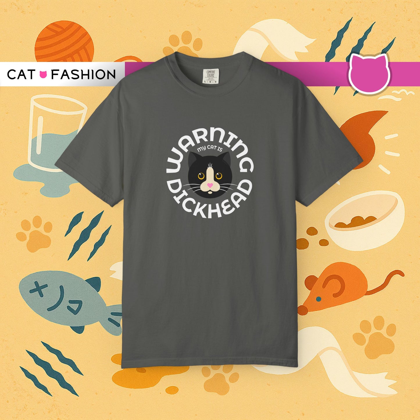 T-Shirt: My Cat Is a Dickhead – Add a Photo of Your Cat to Have it Printed on a Shirt.