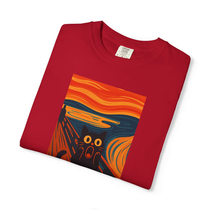 T-Shirt: The Screamed Cat - Funny Munch Scream Parody Tee - Bold Unisex Graphic Shirt for Art Fans and Cat Lovers