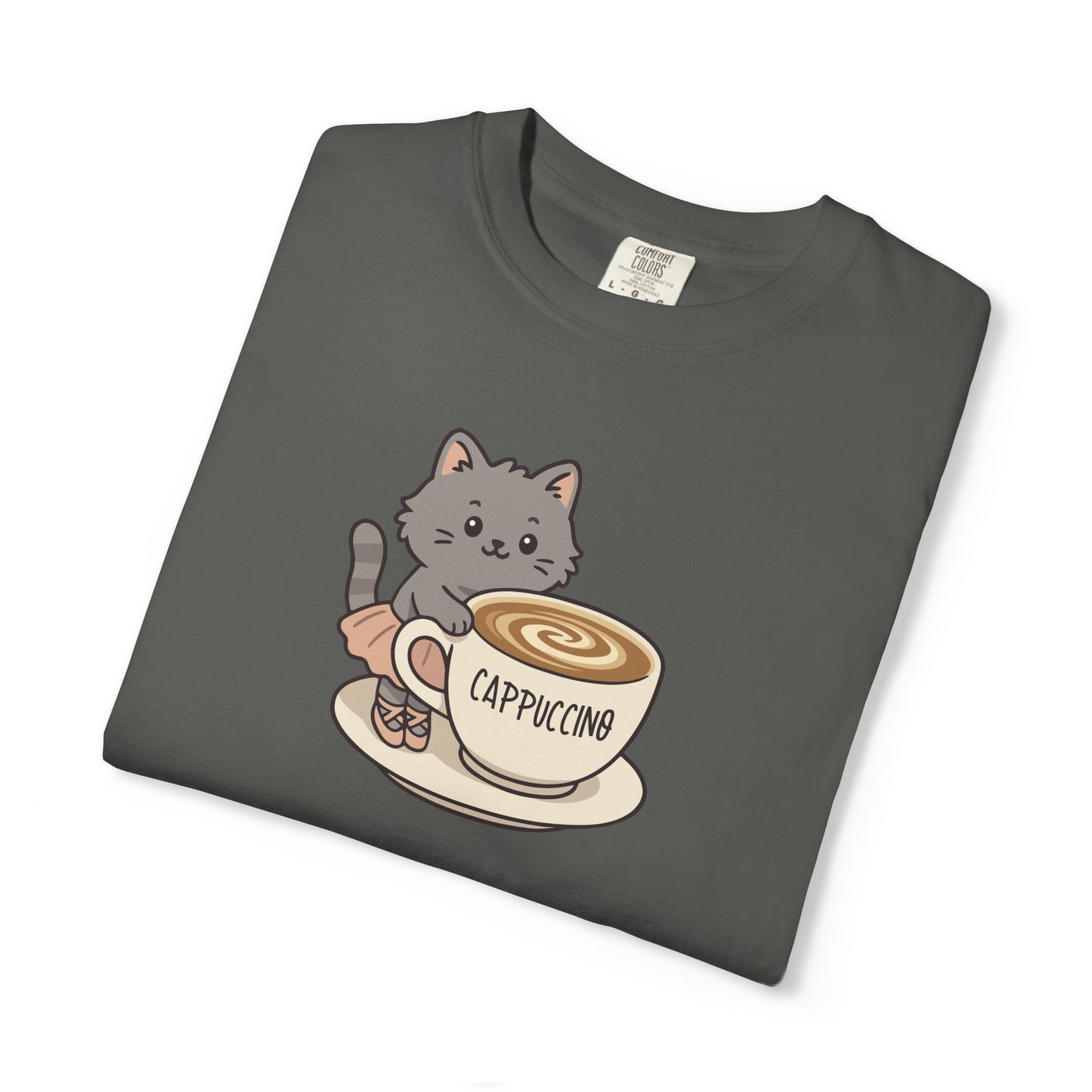 T-Shirt: Ballerina Meow Cappuccino – Cute Cat Ballet Coffee Lover Graphic Tee – Whimsical Unisex Shirt for Cozy Vibes & Caffeine Fans