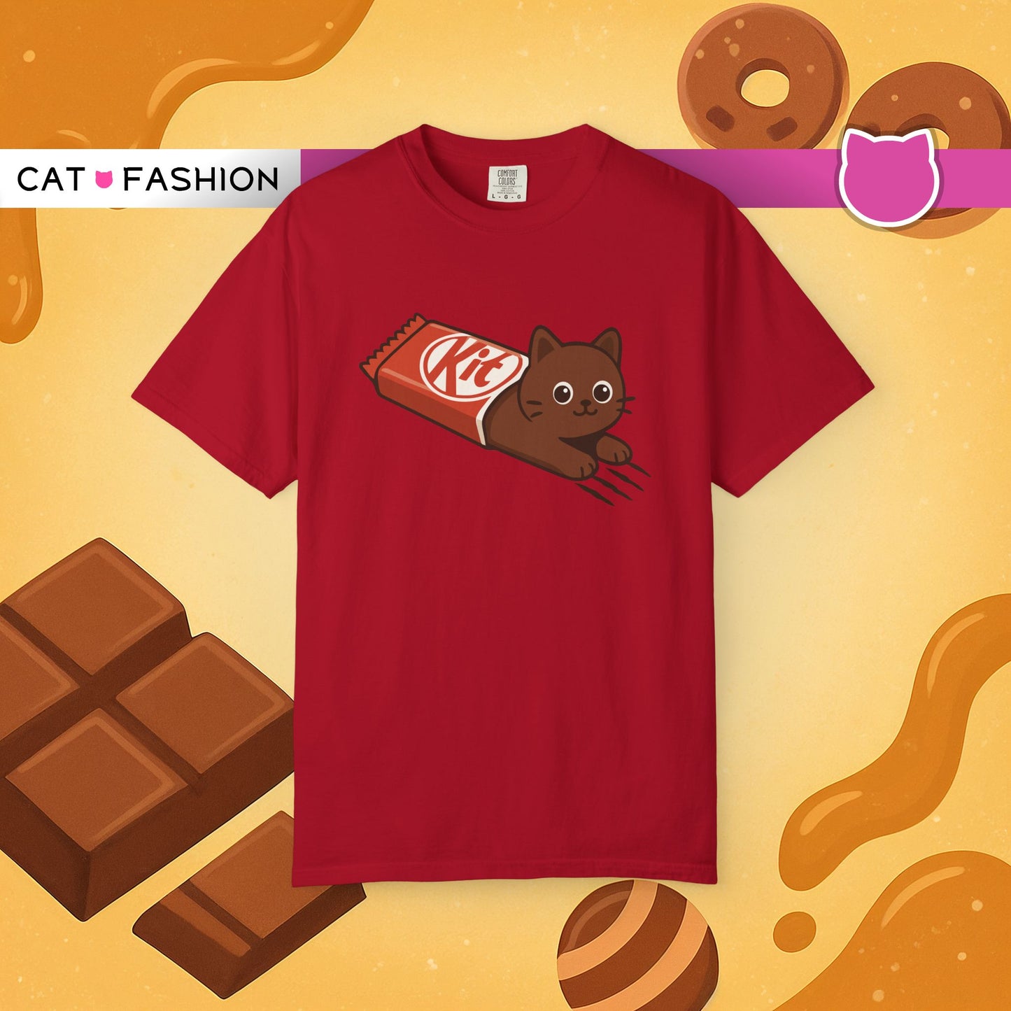 T-Shirt: KitCat Chocolate – Funny Kitten & Candy Bar Graphic Tee – Cute Cat Meme Shirt