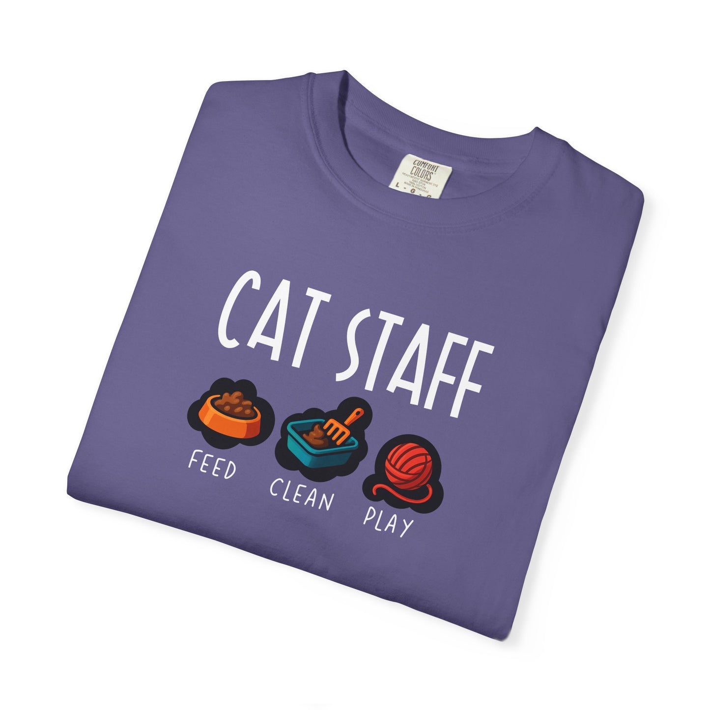 T-Shirt: Cat Staff Duties – Funny Pet Parent Graphic Tee – Cute Unisex Shirt Who Serve Their Furry Boss