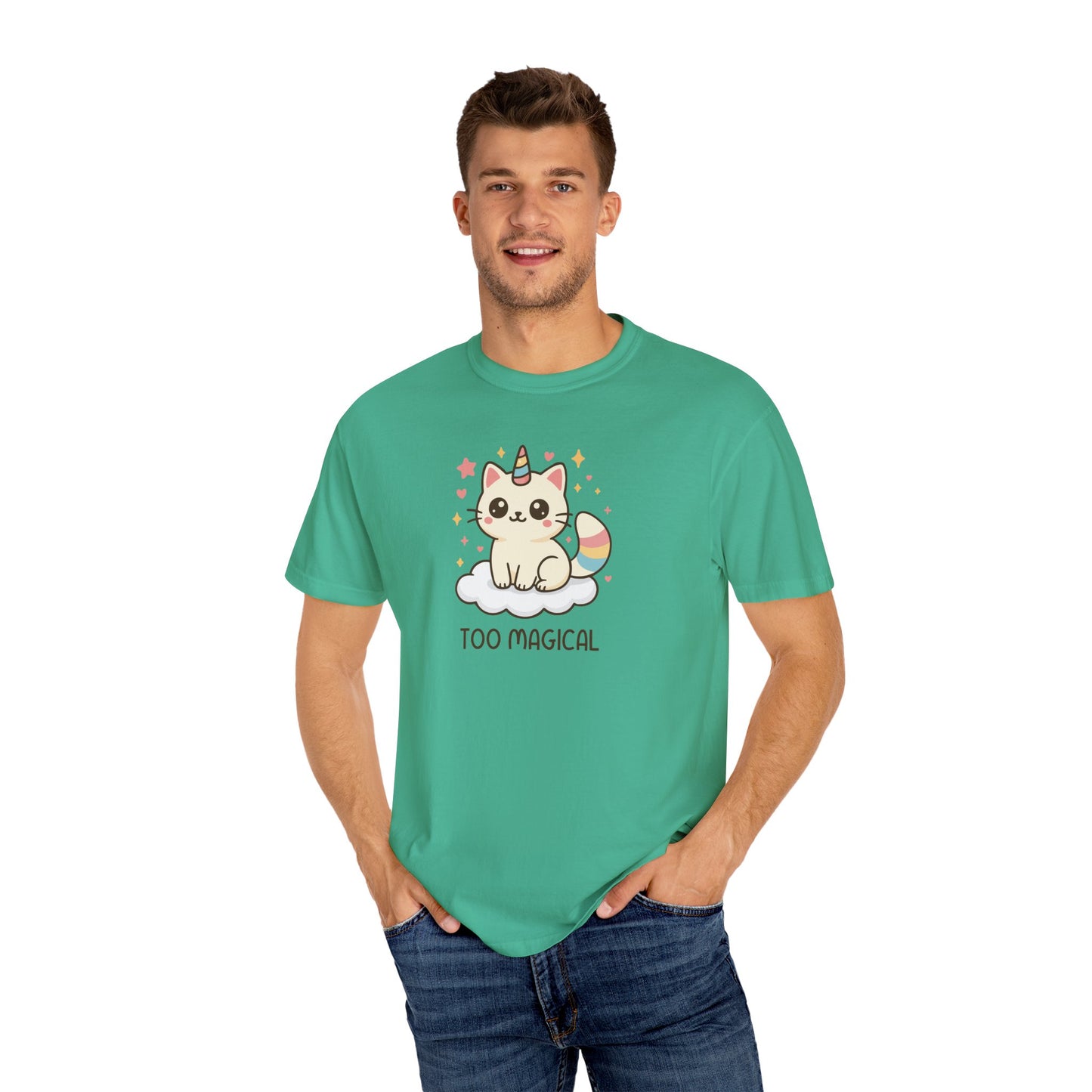 T-Shirt: Too Magical - Cute Unicorn Cat Kawaii Tee for Girls, Teens & Cat Lovers - Pastel Aesthetic Unisex Graphic Shirt