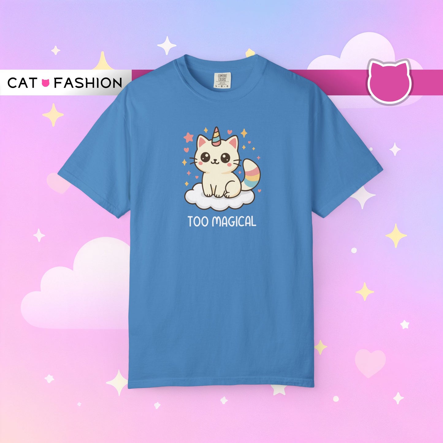 T-Shirt: Too Magical - Cute Unicorn Cat Kawaii Tee for Girls, Teens & Cat Lovers - Pastel Aesthetic Unisex Graphic Shirt