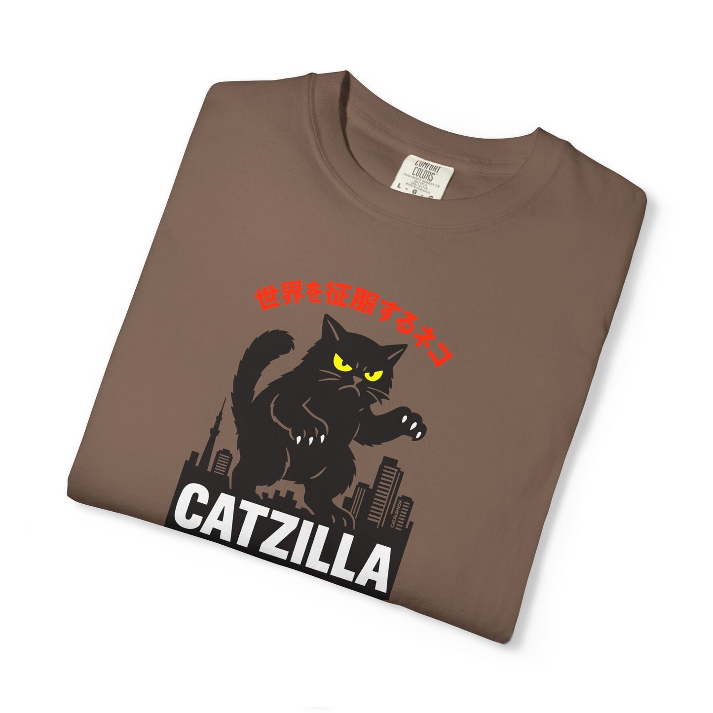 T-Shirt: Catzilla – Funny Japanese Monster Cat Meme Graphic Tee – Godzilla Parody Unisex Shirt for Cat Lovers & Otaku Vibes