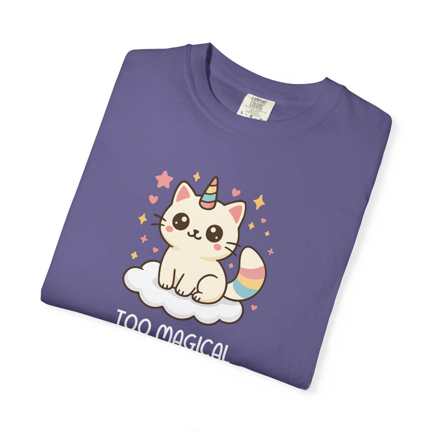 T-Shirt: Too Magical - Cute Unicorn Cat Kawaii Tee for Girls, Teens & Cat Lovers - Pastel Aesthetic Unisex Graphic Shirt