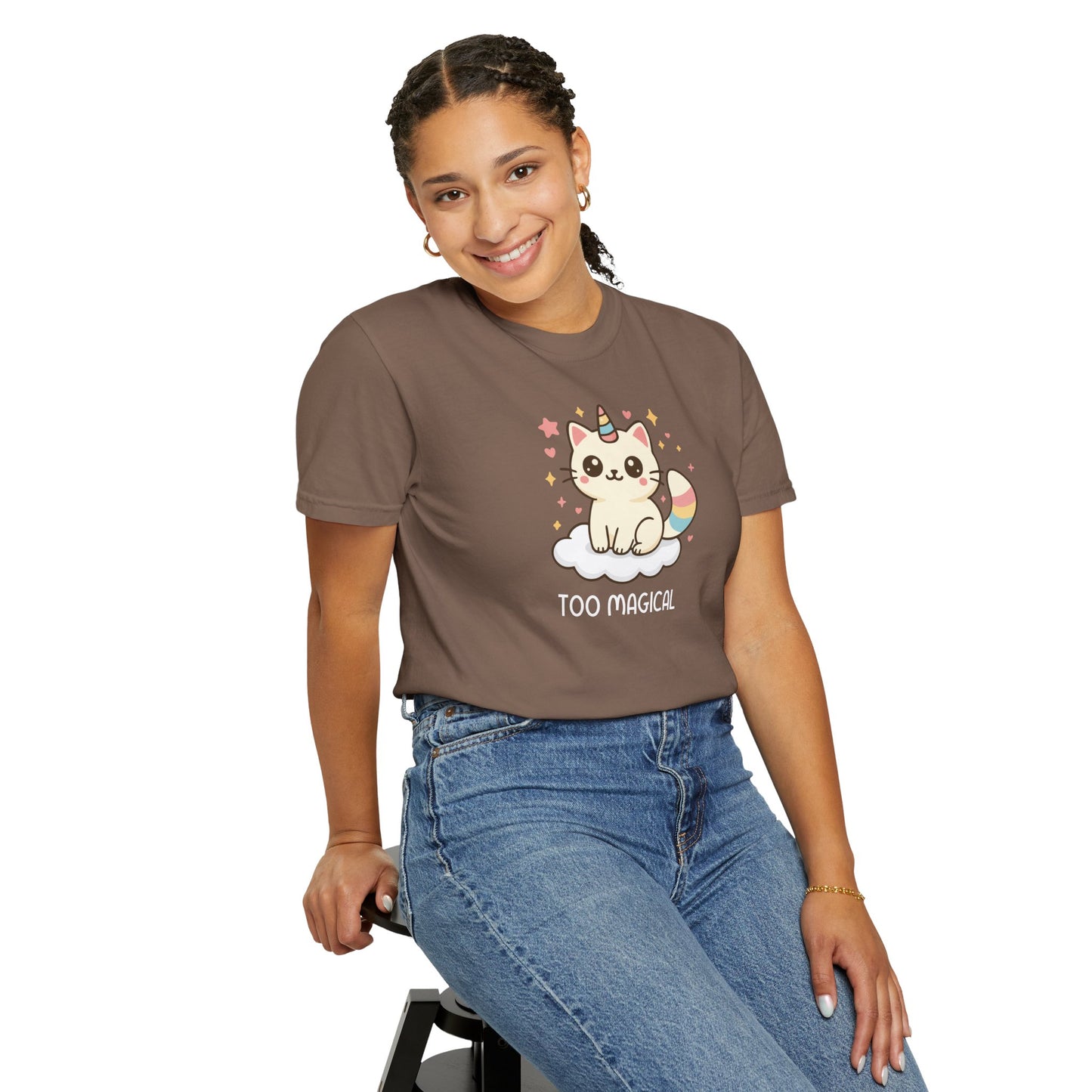 T-Shirt: Too Magical - Cute Unicorn Cat Kawaii Tee for Girls, Teens & Cat Lovers - Pastel Aesthetic Unisex Graphic Shirt