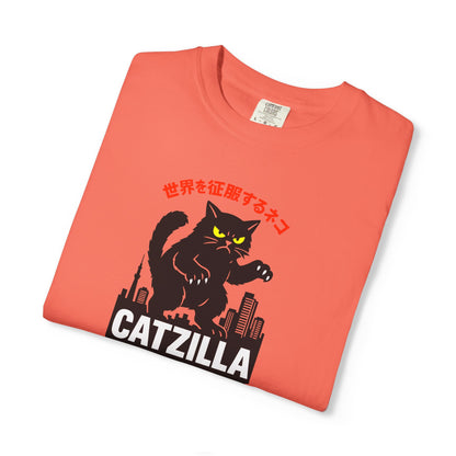 T-Shirt: Catzilla – Funny Japanese Monster Cat Meme Graphic Tee – Godzilla Parody Unisex Shirt for Cat Lovers & Otaku Vibes