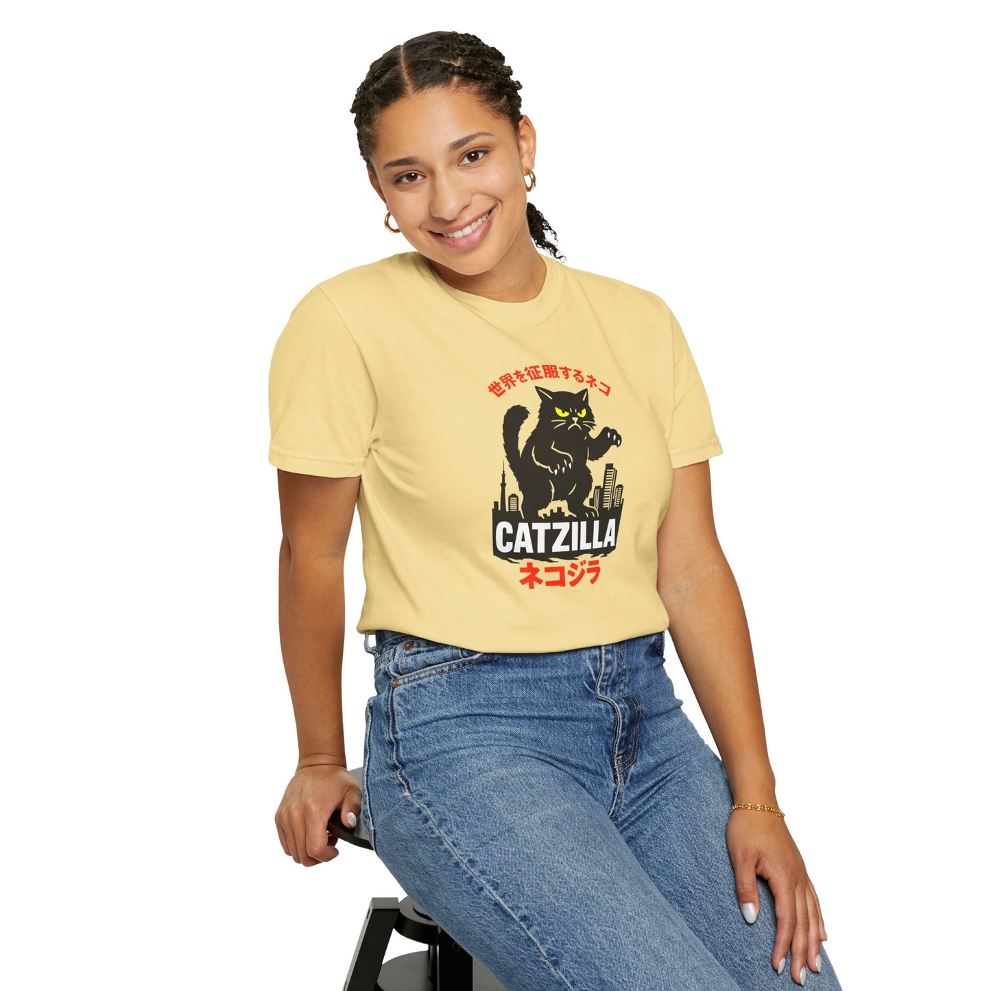 T-Shirt: Catzilla – Funny Japanese Monster Cat Meme Graphic Tee – Godzilla Parody Unisex Shirt for Cat Lovers & Otaku Vibes