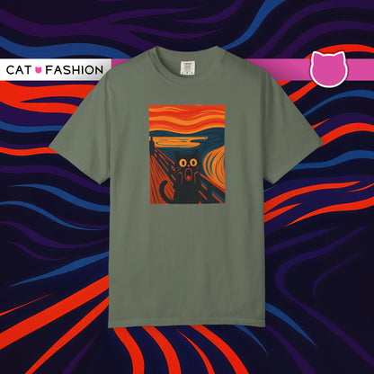 T-Shirt: The Screamed Cat - Funny Munch Scream Parody Tee - Bold Unisex Graphic Shirt for Art Fans and Cat Lovers
