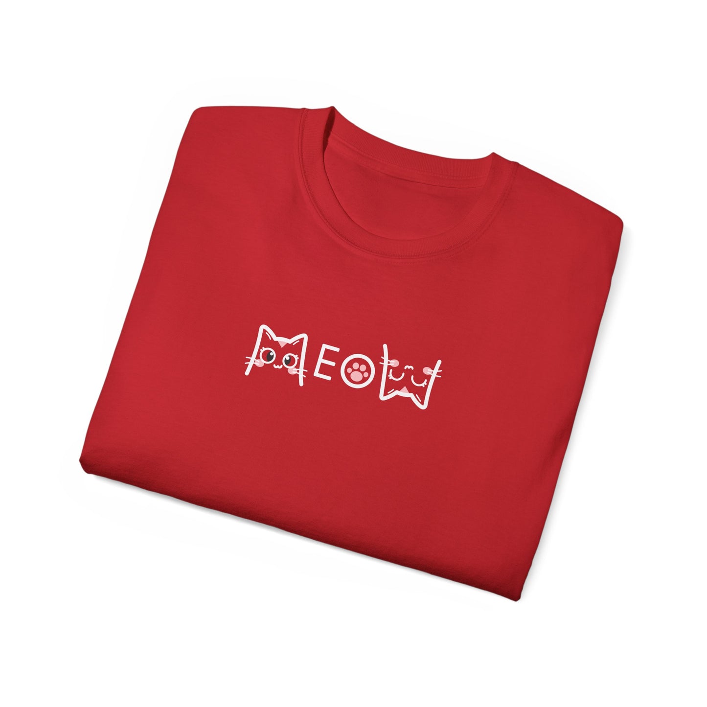 T-Shirt: Simple MEOW – Minimalist Cat Lettering Graphic Tee – Cute Unisex Shirt for Everyday Casual Style