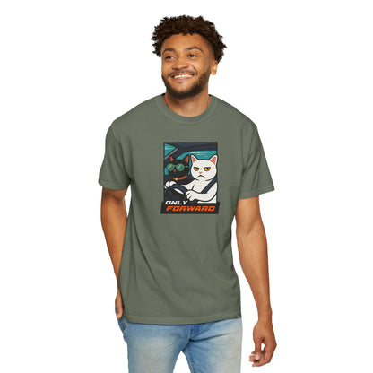 T-Shirt: Only Forward – Funny Cats Driving Graphic Tee – Cool Meme Shirt for Road Trip Fans