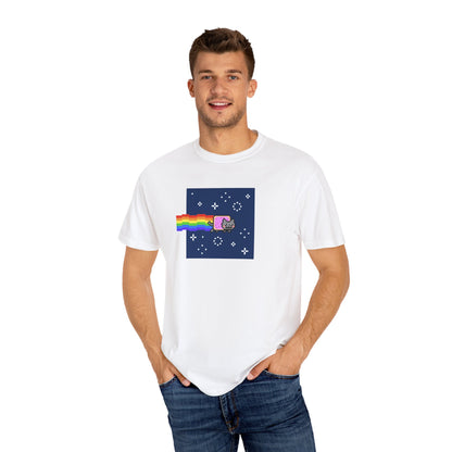 T-Shirt: Nyan Cat Meme - Funny Pixel Pop-Tart Cat in Space with Rainbow Trail - Retro Internet Viral Graphic Tee Unisex