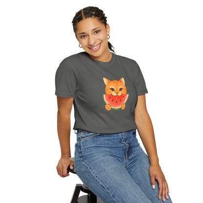 T-Shirt: Cat & Watermelon– Cute Watermelon Cat Graphic Tee – Fun Summer Fruit Unisex Shirt for Cat Lovers & Whimsical Vibes