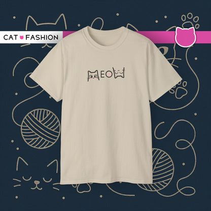 T-Shirt: Simple MEOW – Minimalist Cat Lettering Graphic Tee – Cute Unisex Shirt for Everyday Casual Style